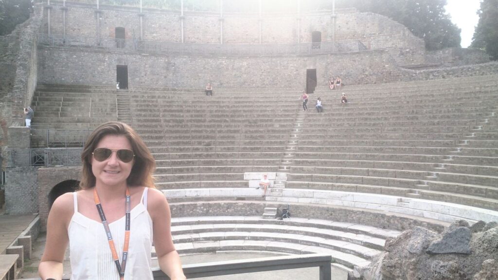 lady at amphitheater pompeii