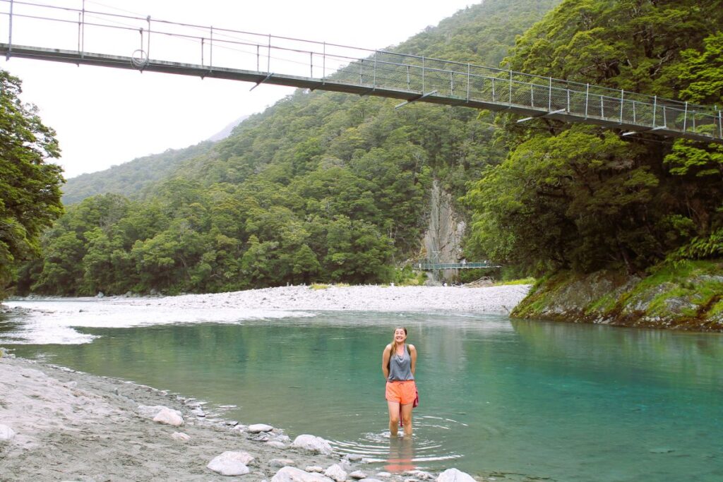 lady at blue pools new zealand