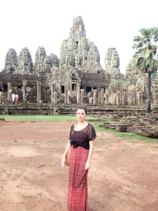 lady at temple angkor cambodia