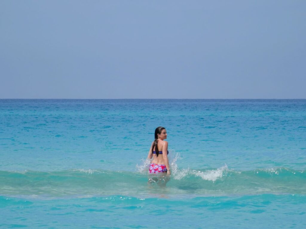 lady swimming varadero beach cuba