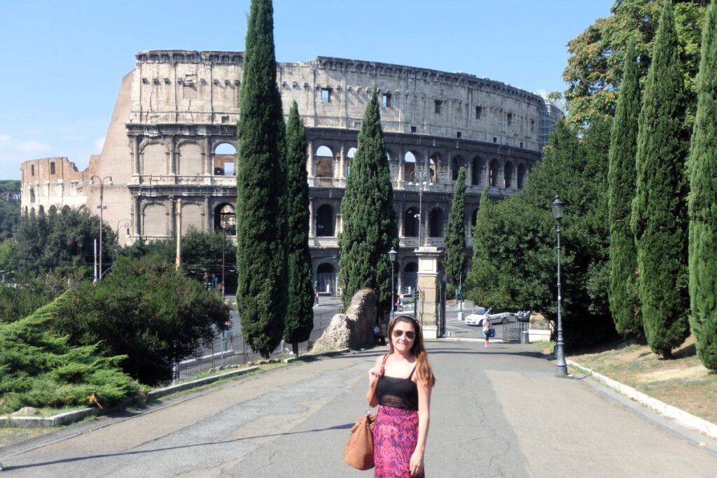 lady on path to collosseum rome