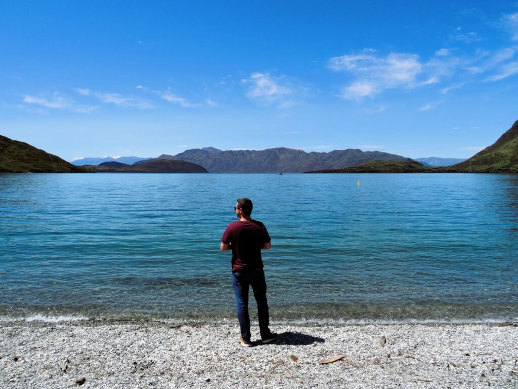 man posing lake wanaka