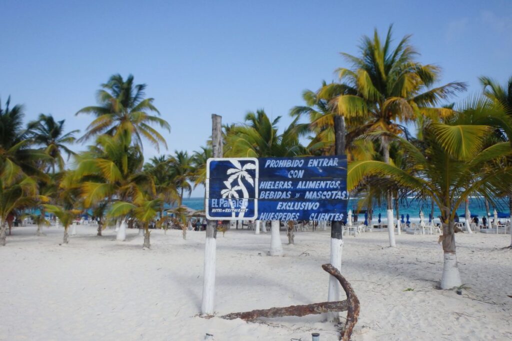 sign on tulum beach