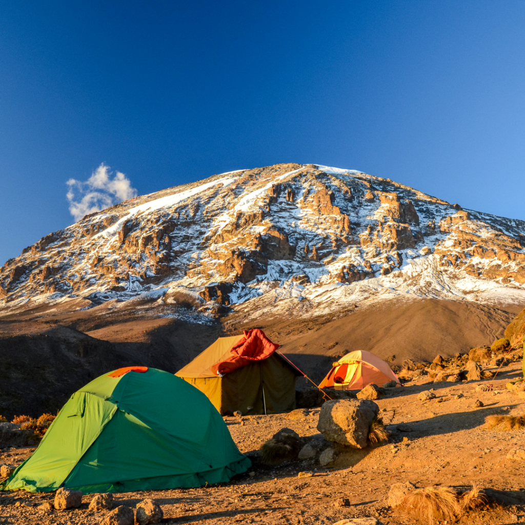 Snow-covered Kibo Peak on Mt Kilimanjaro